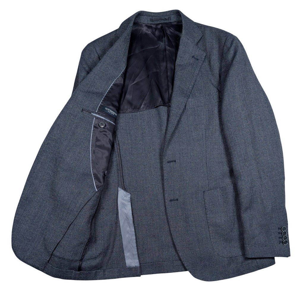 Gutteridge Blazer Mens Size 48 Blue Wool Textured Unstructured Sport Coat‎ Italy